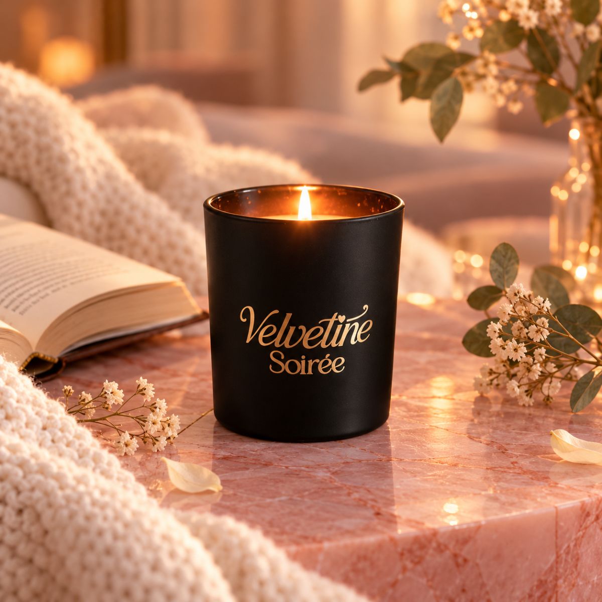 Velvetine Soireée War Cozy Fragrance Candle jar
