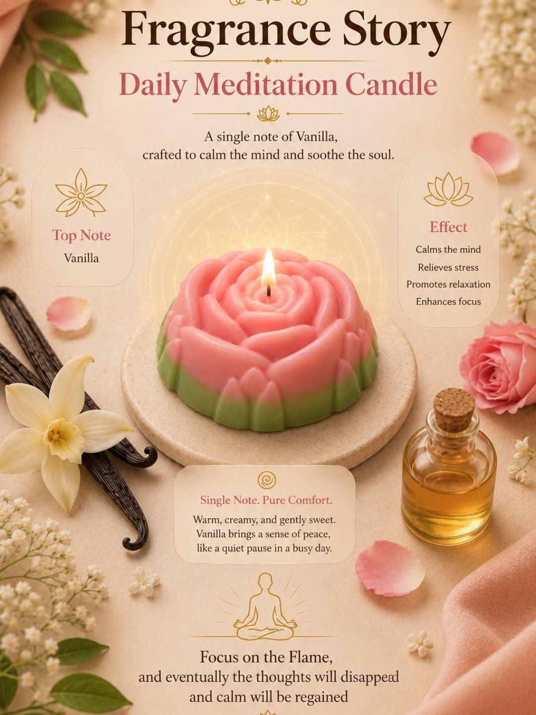 The Daily Ritual Box | Vanilla Decorative Soy Candles for Meditation | Set of 7