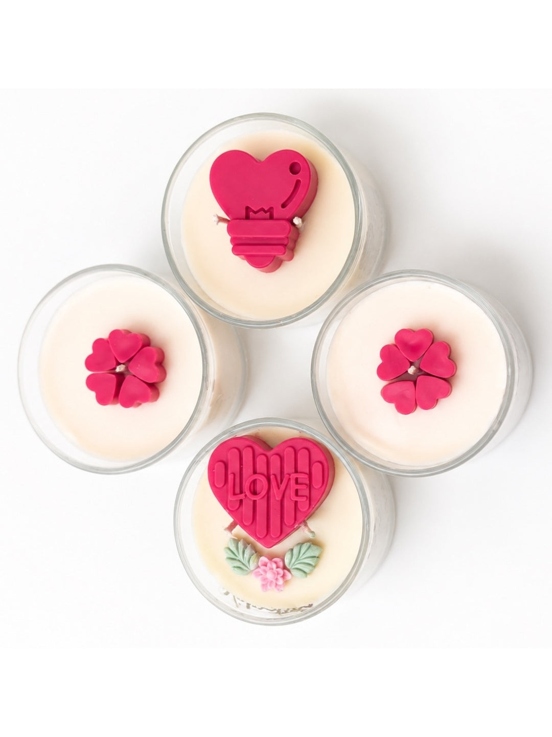 Sweet Chaos in White background for clear view. a set of 4 candle jars by Velvetine Soirée.