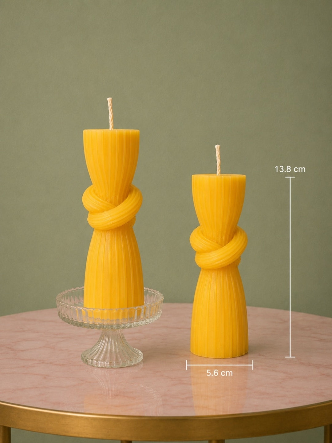 Knotted Beeswax Dinner Table Candles | Set of 2 | Home Styling
