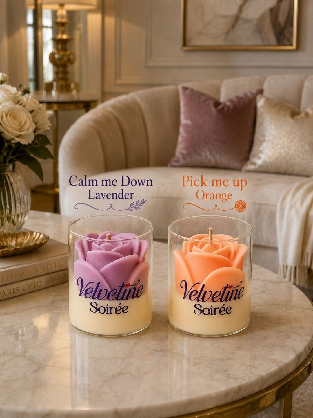 Rosè 2.0 Scented Candle Gift Set of 2 | Orange & Lavender | Coconut Wax