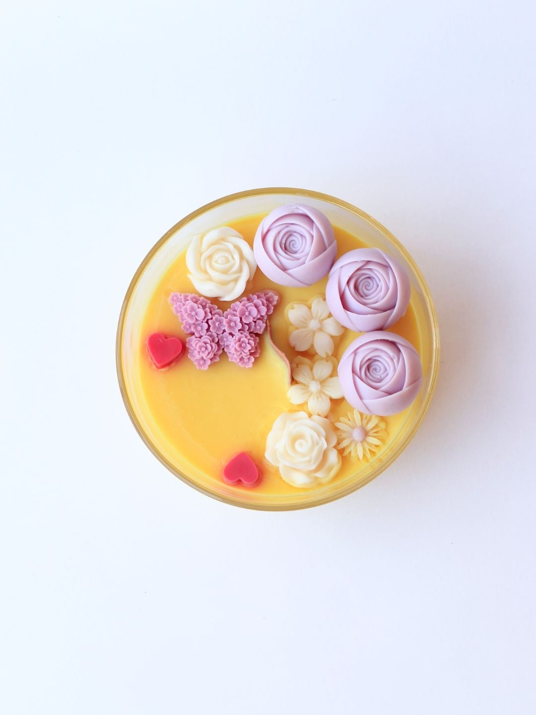 Coconut Wax Candle jar with Floral embed and floral fragrance