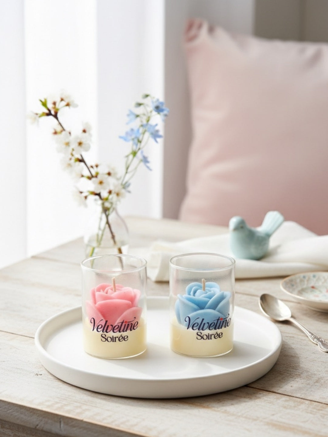 Rosè Scented Candle Gift Set of 2 | Musk, Fruity & Floral Scent | Coconut Wax Candle