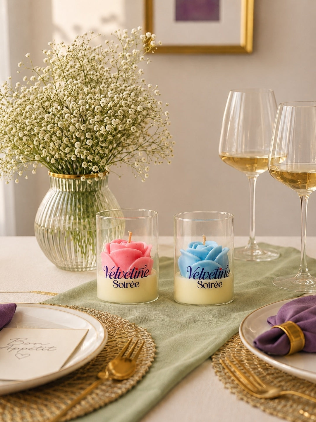 Rosè Scented Candle Gift Set of 2 | Musk, Fruity & Floral Scent | Coconut Wax Candle
